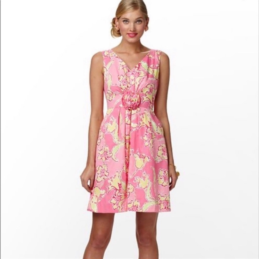 Lilly Pulitzer Parker Hotty Pink Day Sleeveless Fit and Flare Dress